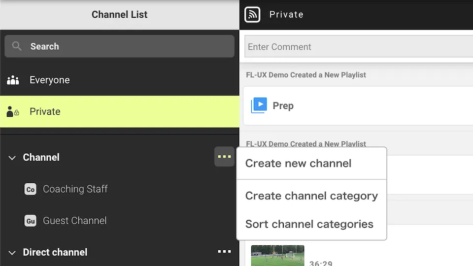 Screenshot: Channels