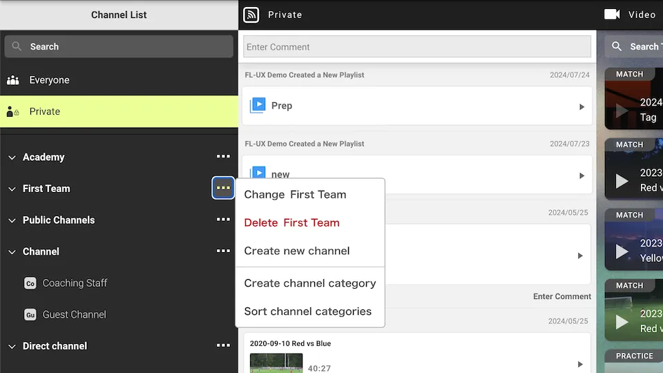 Screenshot: Channels