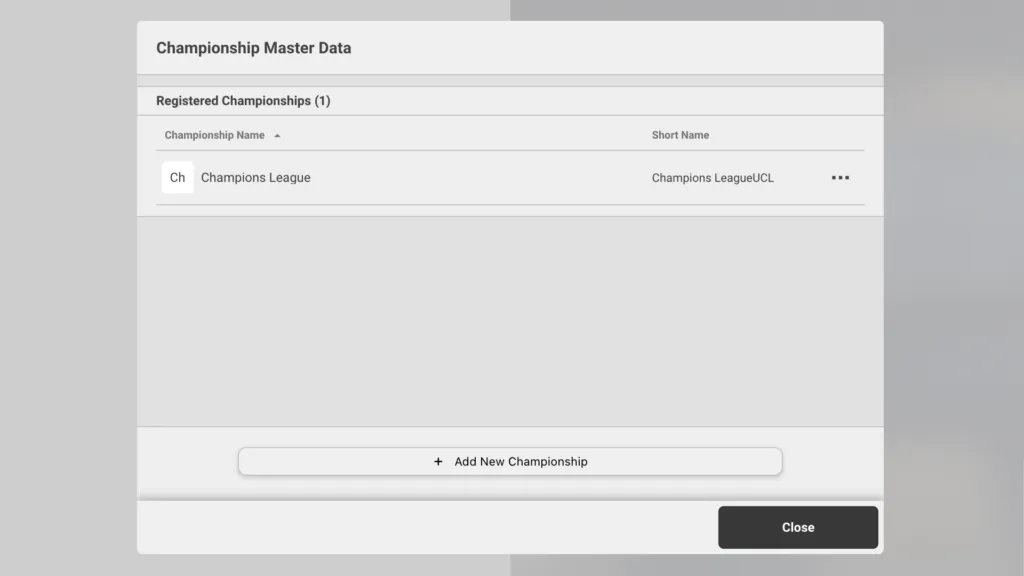 Screenshot for step 2: Competition & tournament setup
