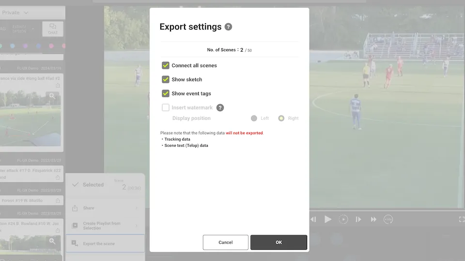 Screenshot for step 2: Export Settings