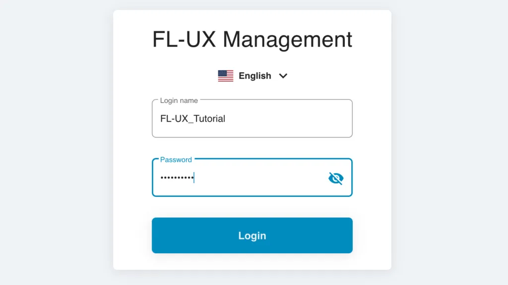 Screenshot for step 2: Log in to FL-UX Management