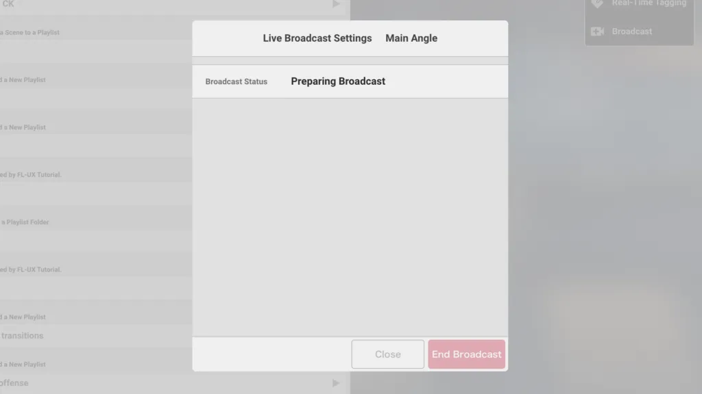 Screenshot for step 3: the broadcast being prepared