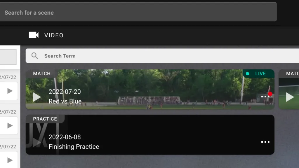 Screenshot for step 9: a match with the green LIVE label
