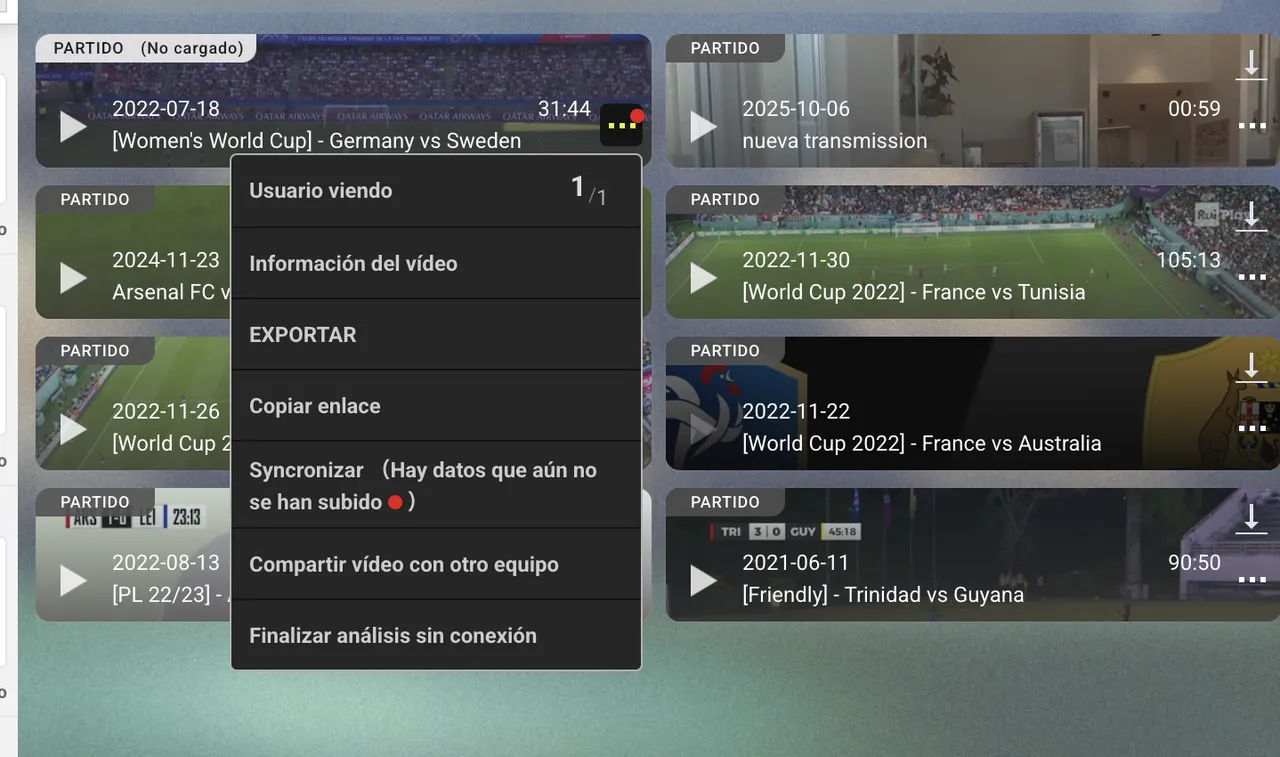 Captura del paso 3: el menú del partido con la opción Sincronizar