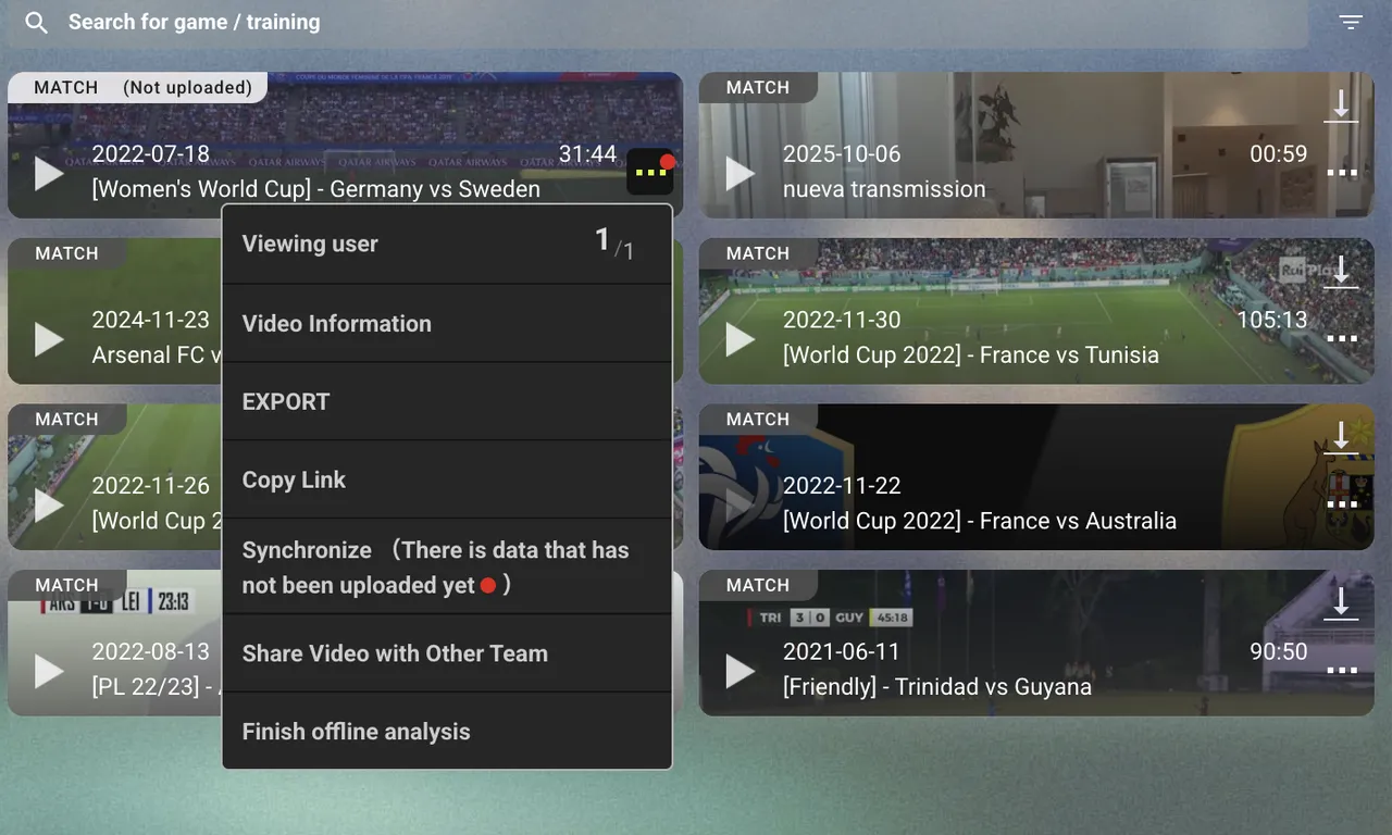 Screenshot for step 3: the match menu with the Synchronize option
