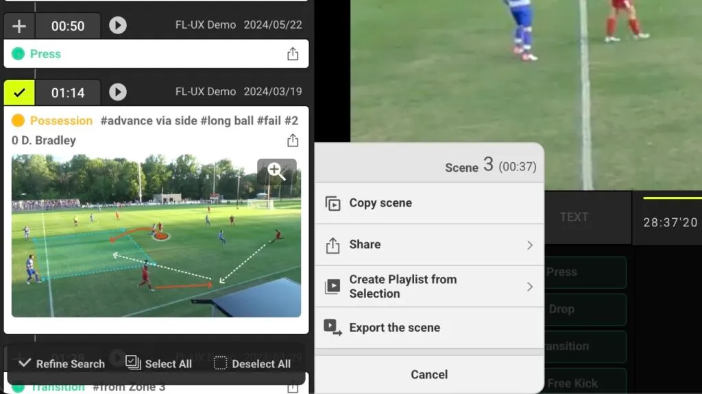 Screenshot for step 1: Select scenes