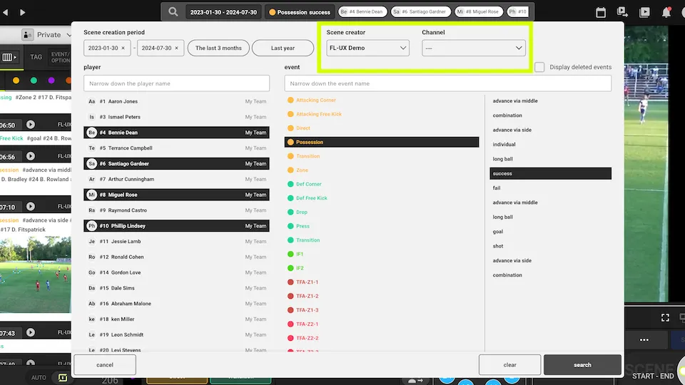 Screenshot: Scene Search