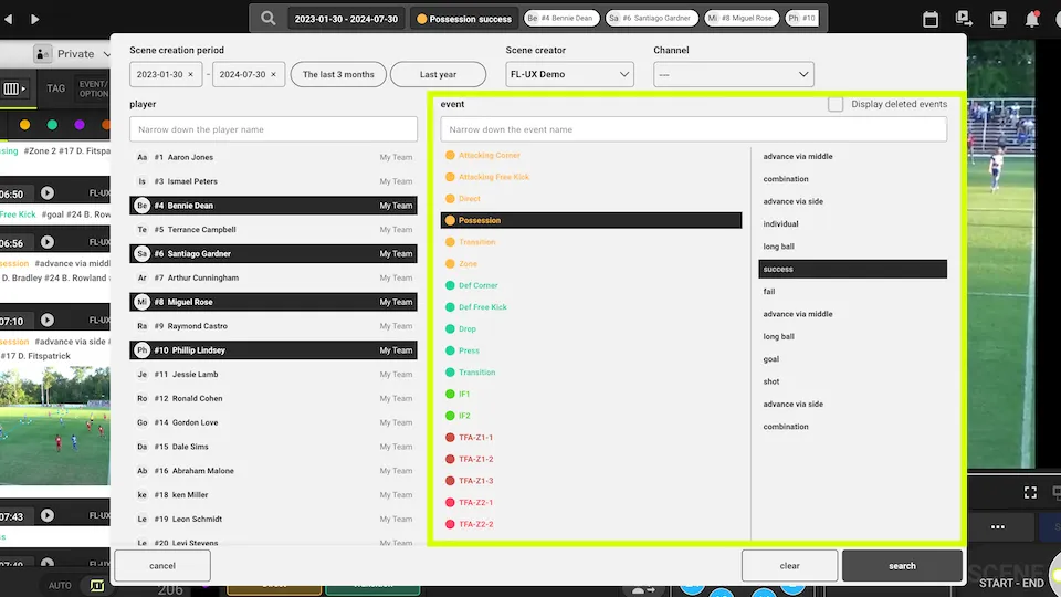 Screenshot: Scene Search