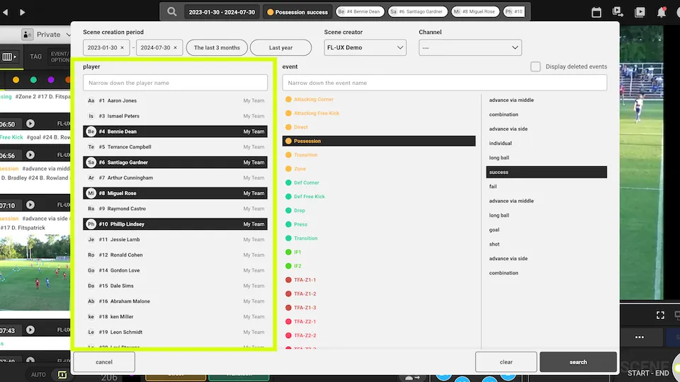 Screenshot: Scene Search