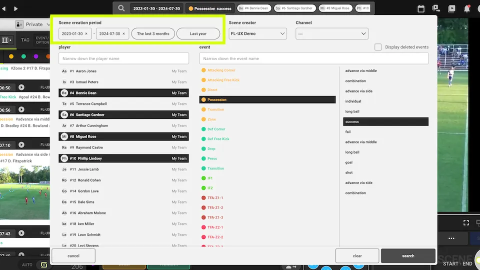 Screenshot: Scene Search