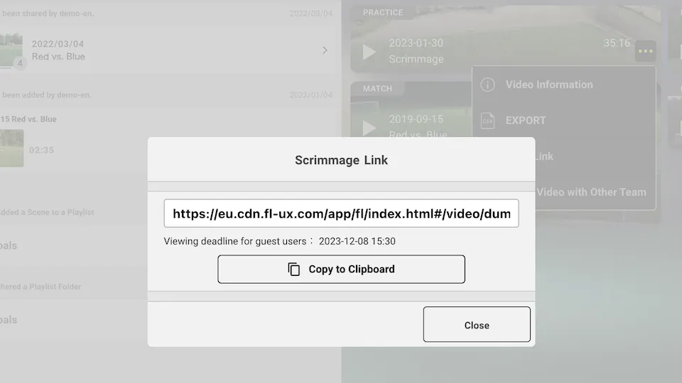 Screenshot for step 3: Copy guest link