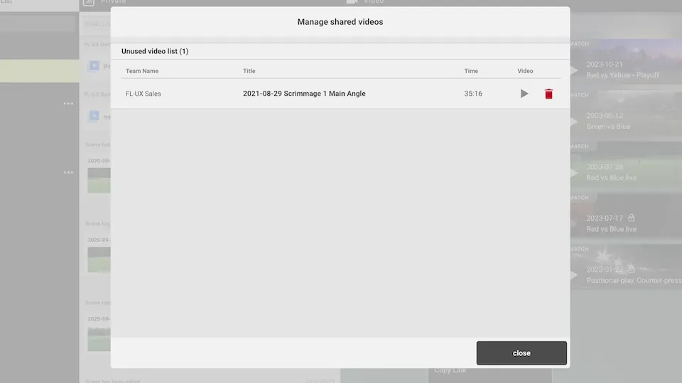 Screenshot for step 2: Manage shared video
