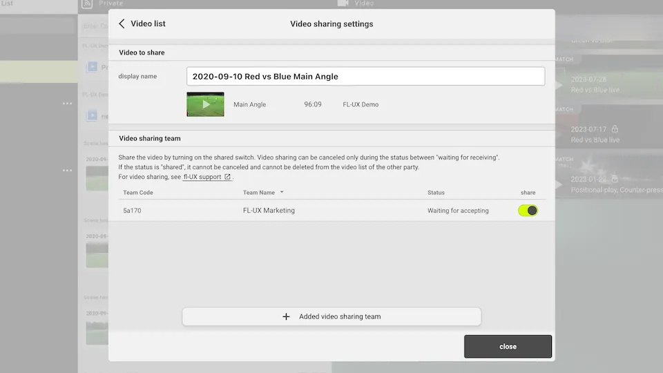 Screenshot for step 3: Select the Teams to Share the Videos