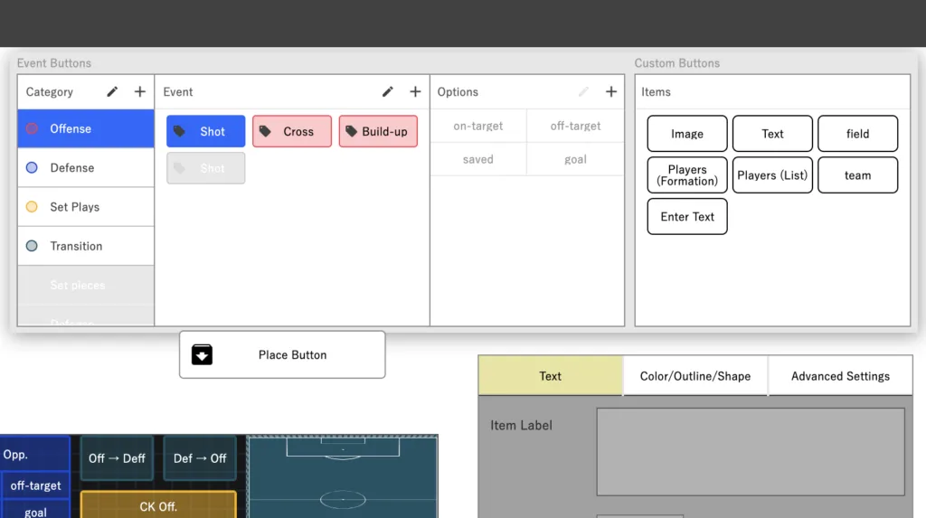 Screenshot for step 4: Place buttons