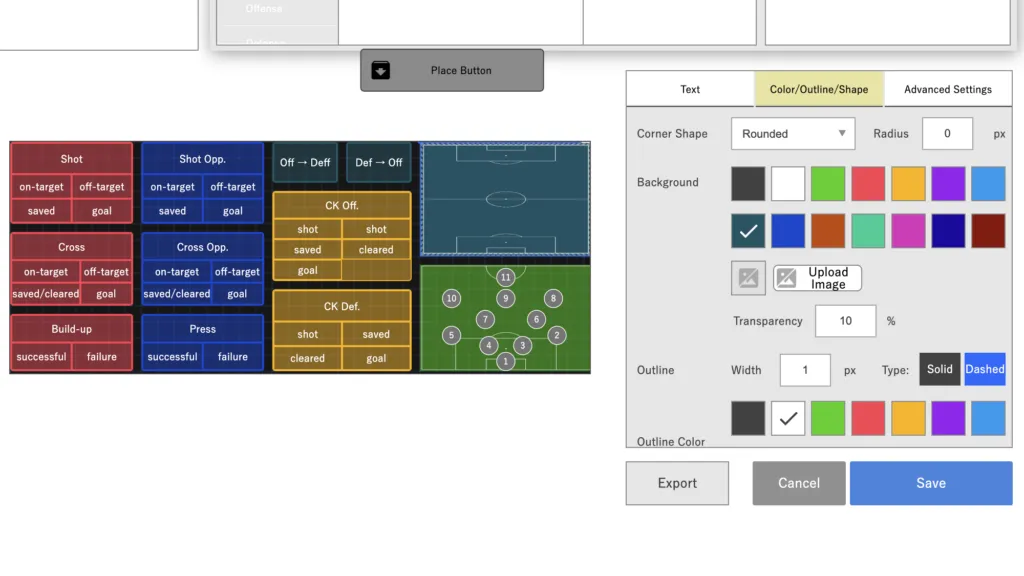 Screenshot for step 5: Design layout and buttons